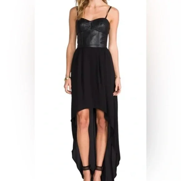 BCBG | Dresses | Bcbg Maxazria Leandra Highlo Faux Leather Dress | Poshmark